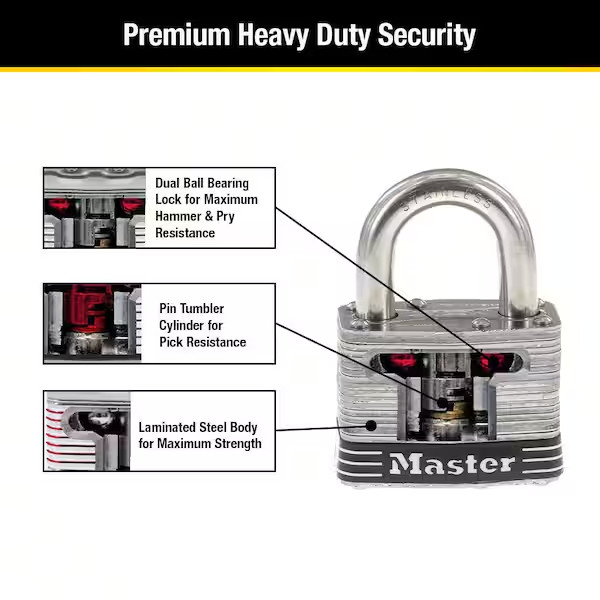 Master Lock Contractor Grade Maximum Security Steel Padlock 5KADPF- NEW