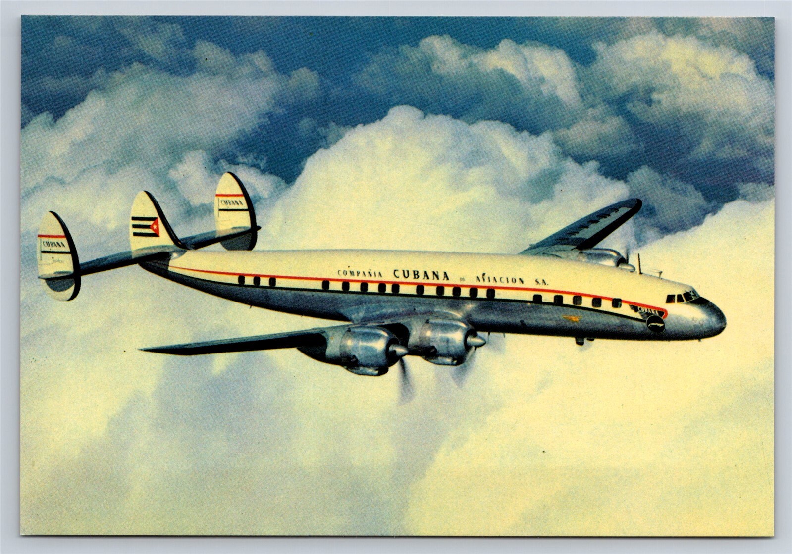 Airplane Postcard Cubana Airlines Lockheed L1049 Super Constellation GX28