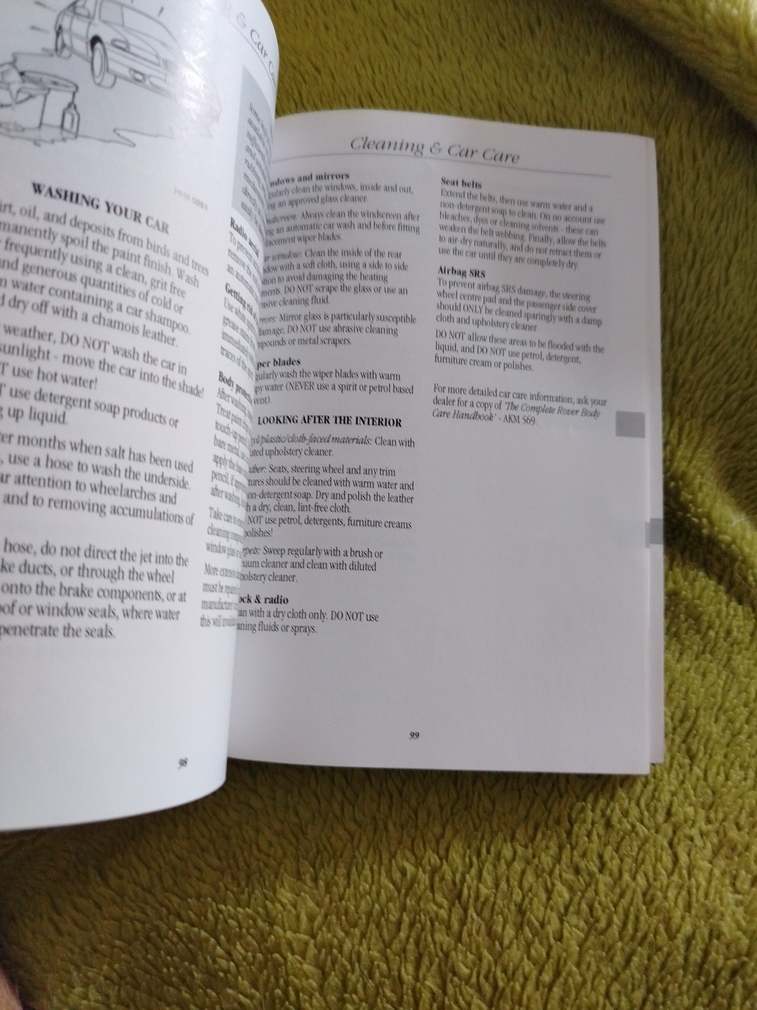 Rover 400 Series Owners Handbook 1997