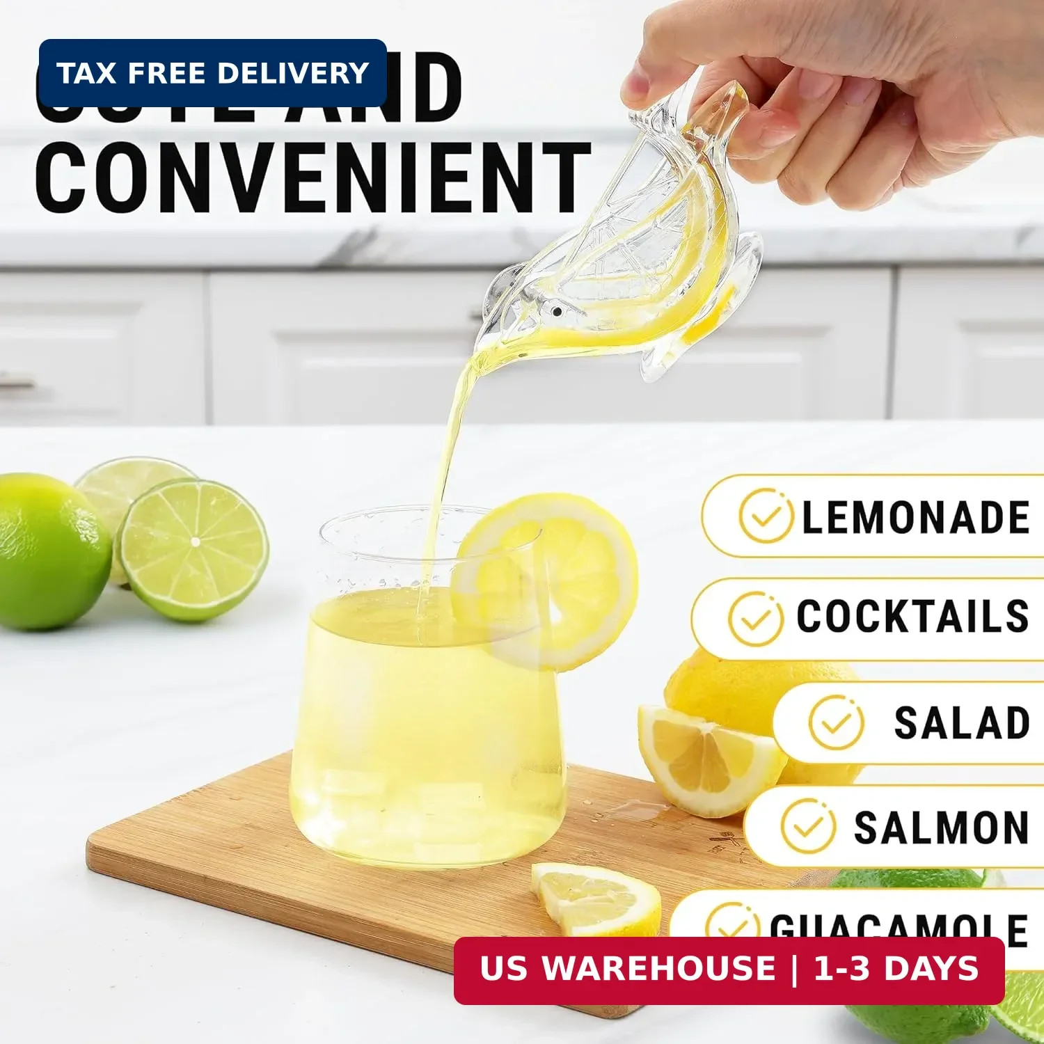 Zulay Kitchen Bird Lime Squeezer - Easy Bird Lemon Squeezer with Pour Spout - Du