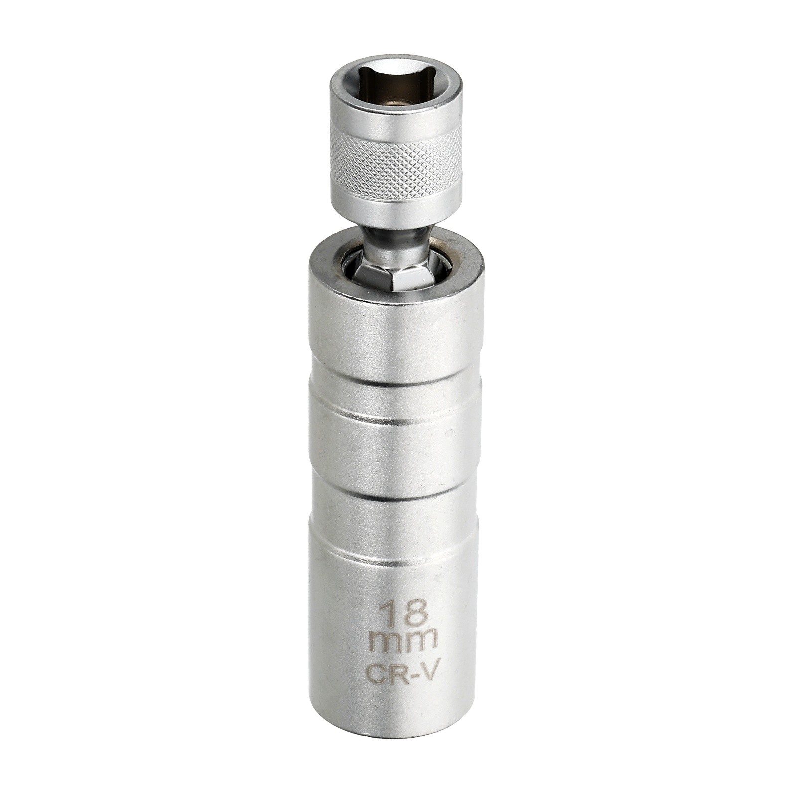 1pcs Spark Plug Socket 3/8" Drive 18mm Swivel Magnetic Thin Wall Silver