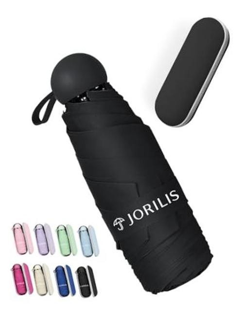 Jorilis Mini Compact Travel Umbrella with Case, Pocket Size UV Sun & Rain |
