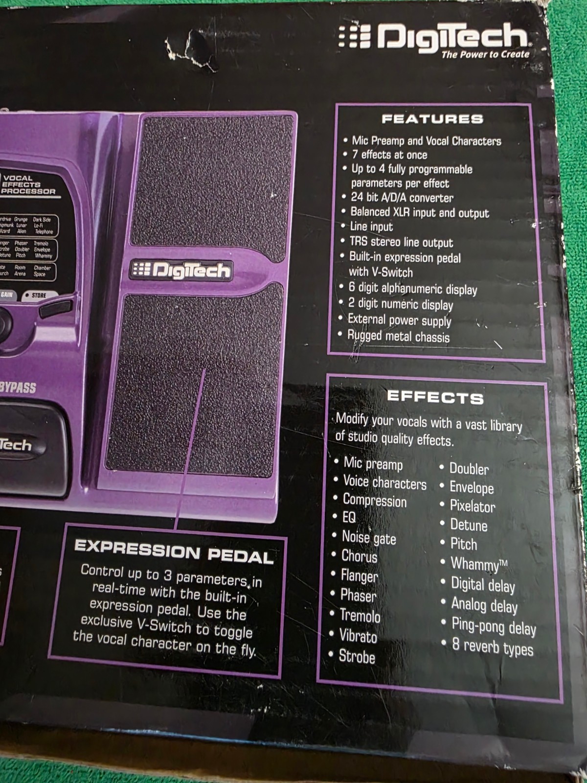Digitech Vocal 300 modeling guitar foot pedal processor, manual A/C cord & box