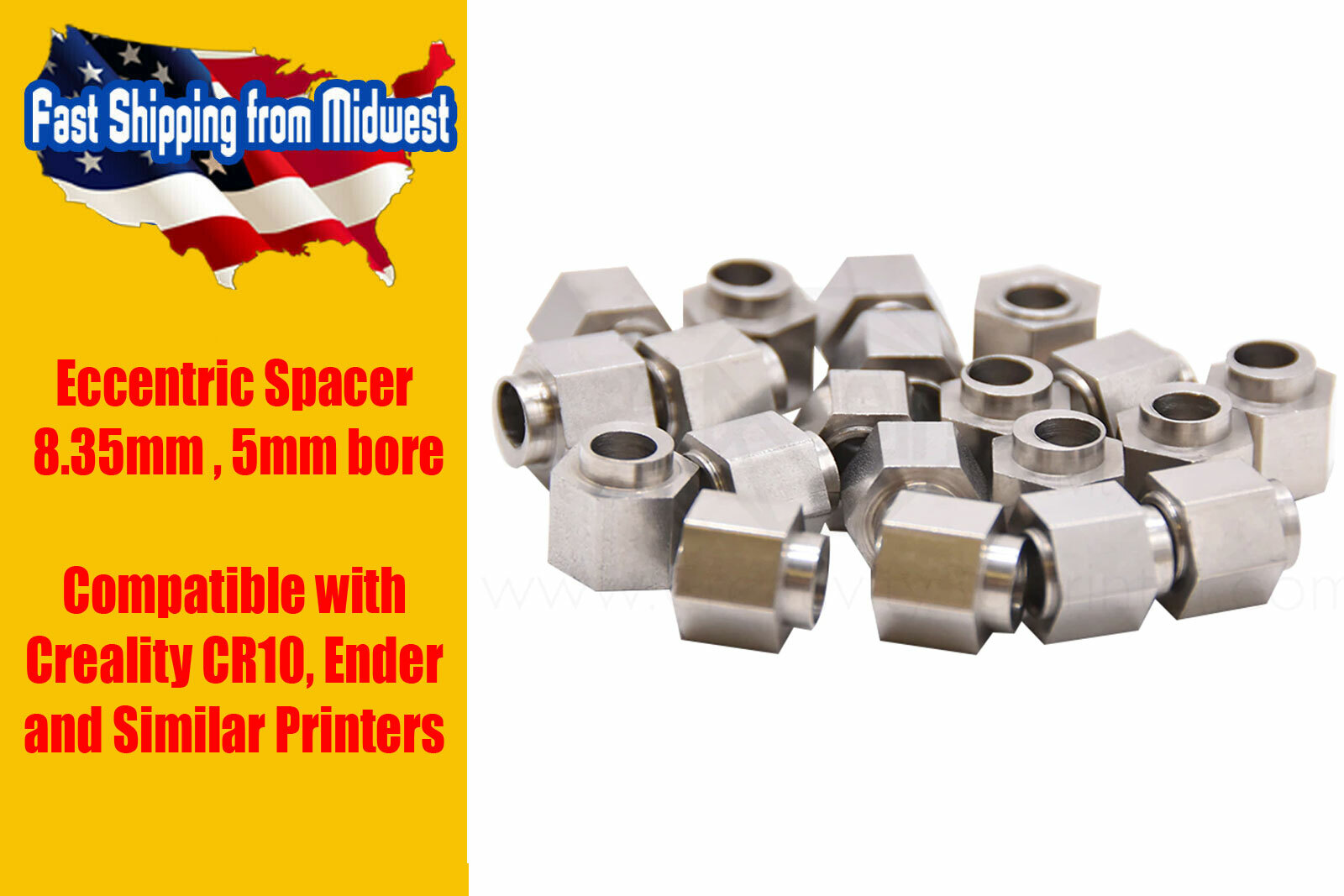 Eccentric Spacer 8.35mm,  5mm Bore, for 3D Printers & CNC