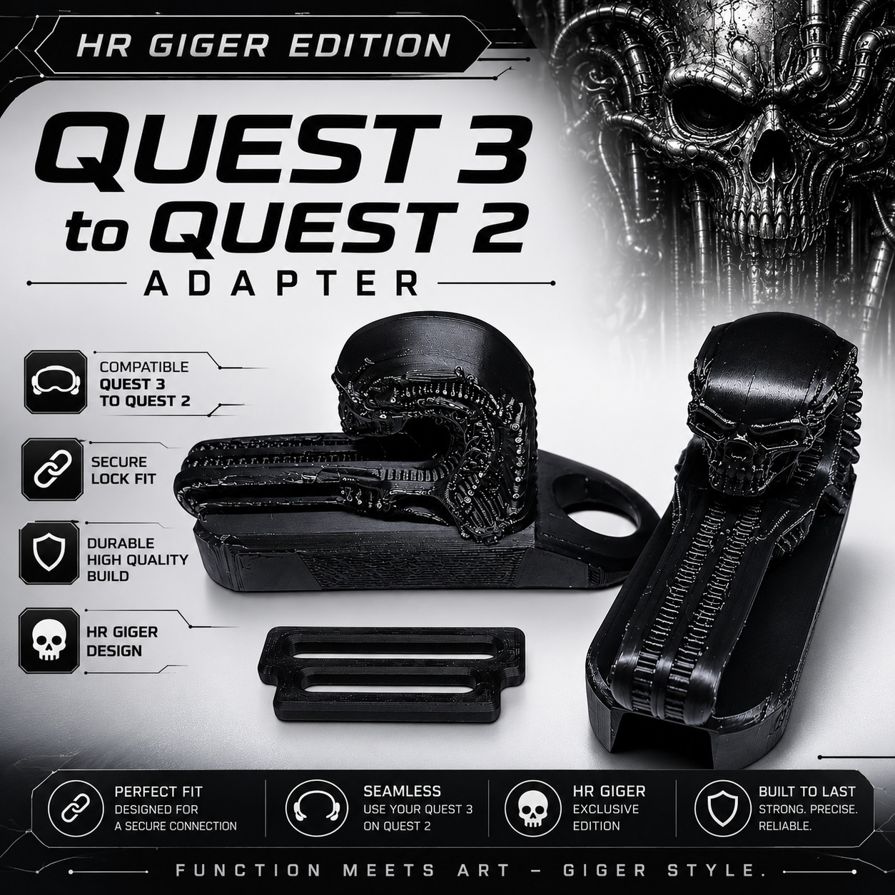 NEW HR Giger Style Quest 3 to Quest 2 Head Strap Adapter | Limited Edition