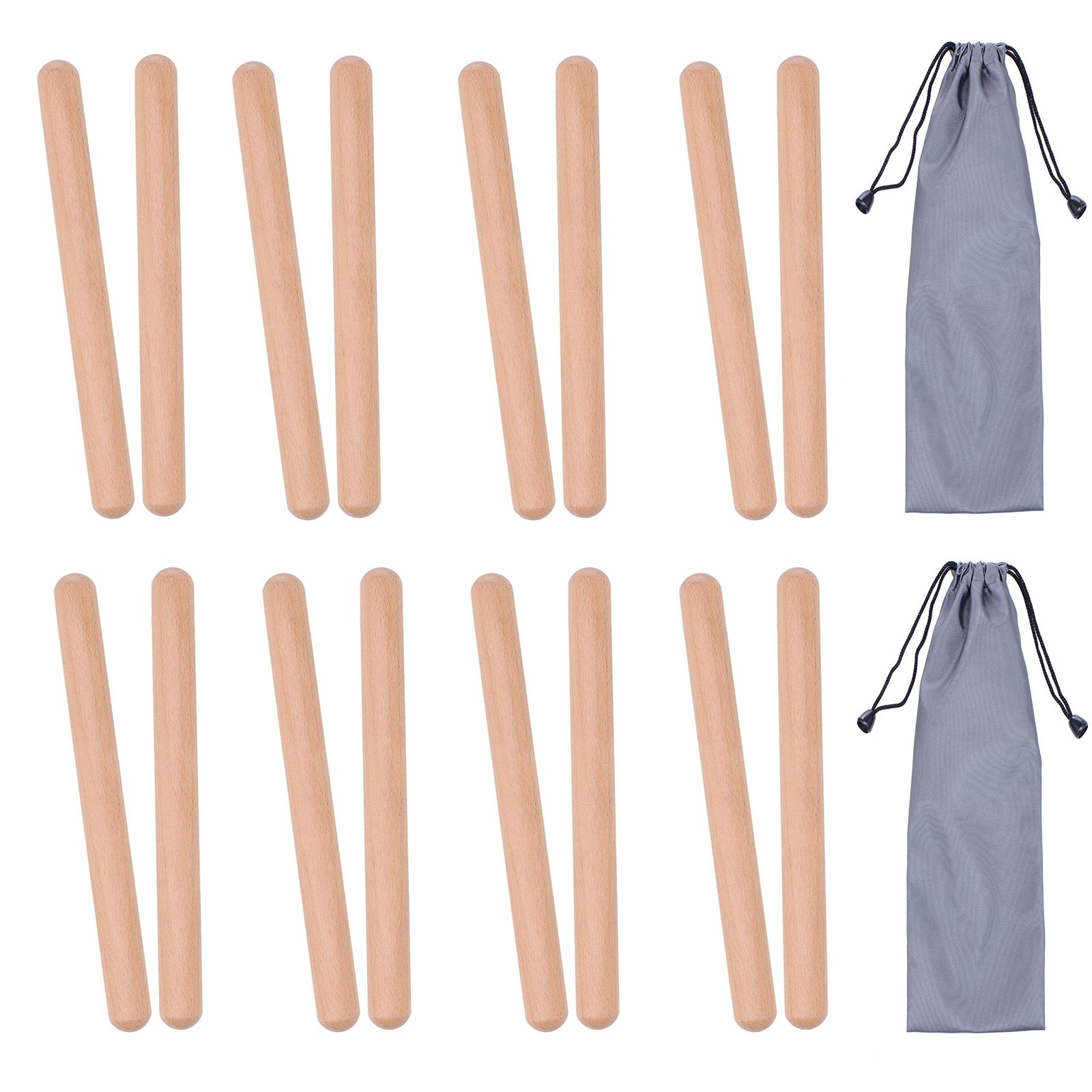8 Pairs (16 Packs) Classical Wood Claves Musical Percussion Instrument, 8 Inc...