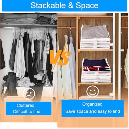 10 PCS T Shirt Organizer for Clothes Storage, Stackable Closet Organizer with