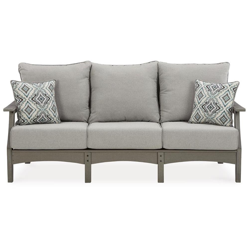 Signature Design by Ashley Visola Outdoor Fabric Sofa with Cushion in Gray