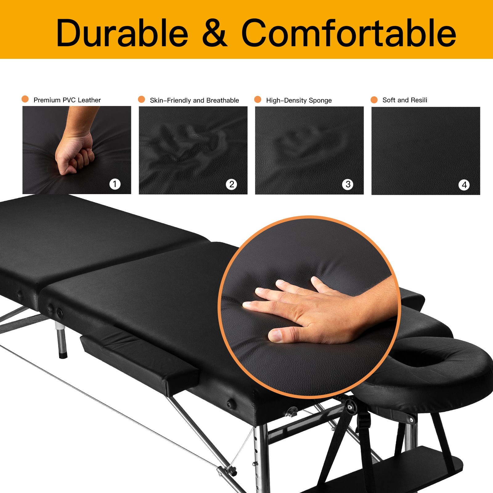 84" Professional Metal Massage Table Adjustable Height, Portable With Carry Case