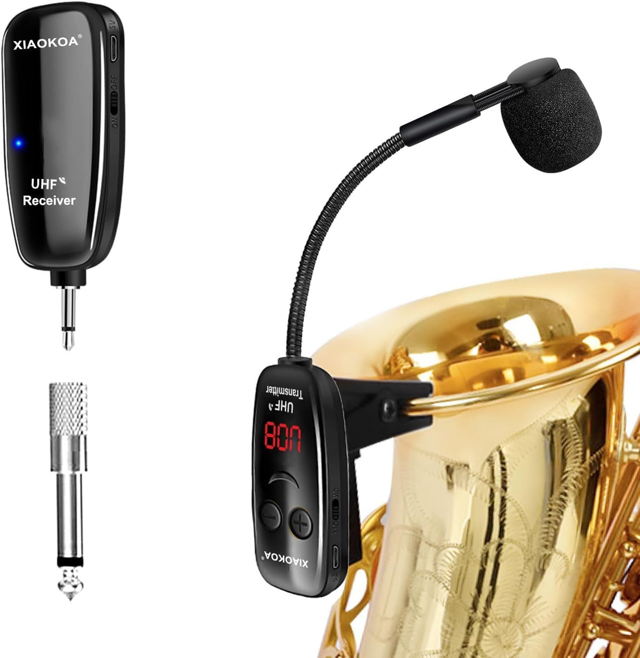 Wireless Microphone for Saxophone, UHF Wireless Microphone for Musical Instrumen