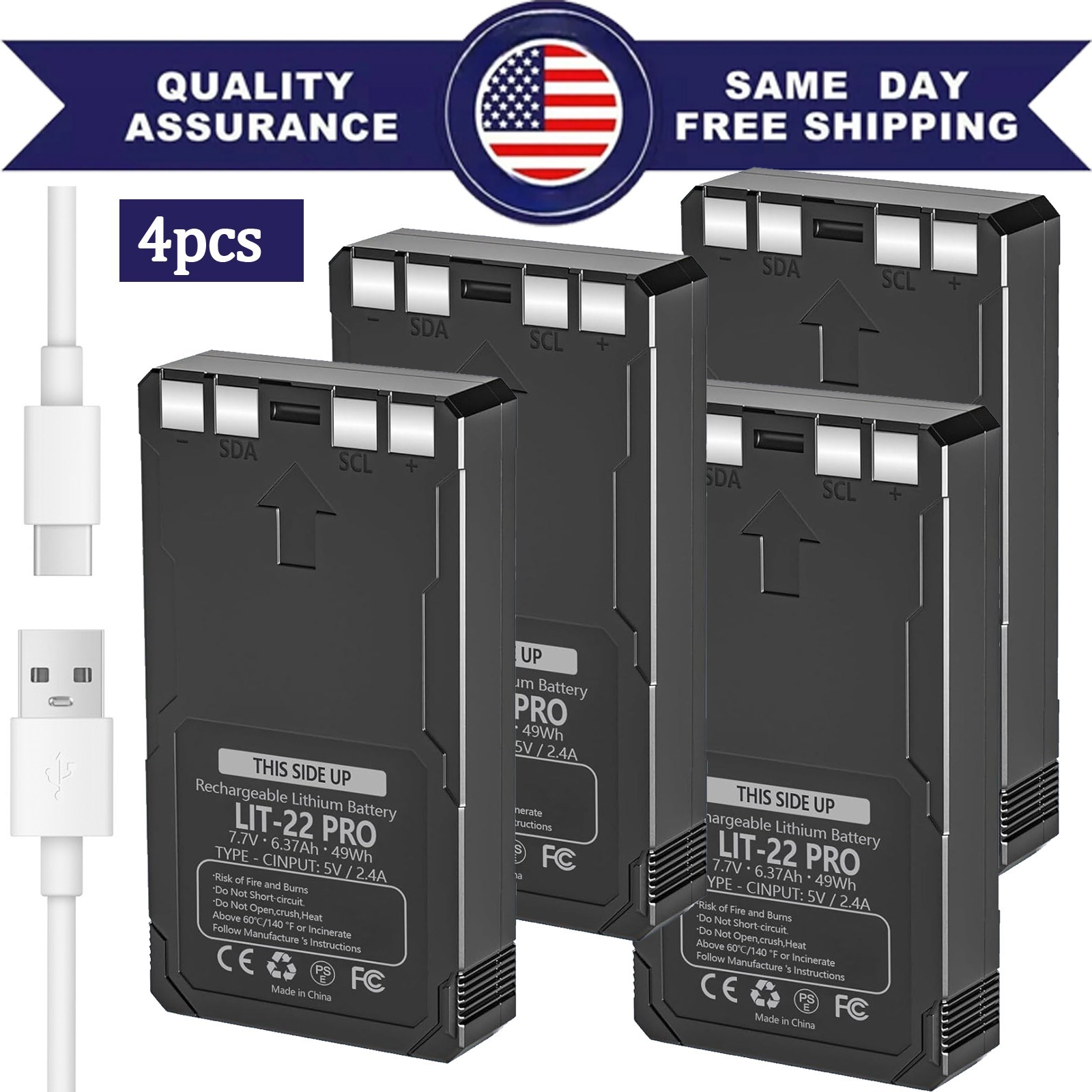 4-Pack Rechargeable LIT-22 Battery Compatible with Trail Camera Flex-M Flex G-36