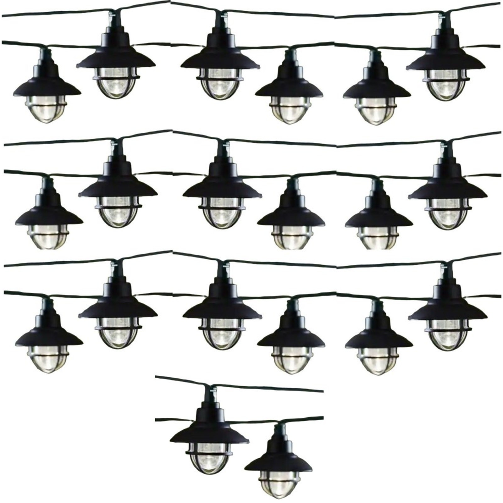 (3 Sets) 20-Light Solar Black Integrated LED Nautical String Lights, 19.25 Ft.