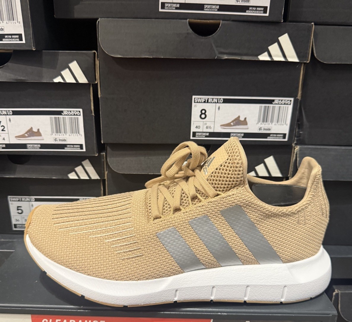 adidas Swift Run Lace Up Womens Brown Sneakers Casual Shoes JR6896 New
