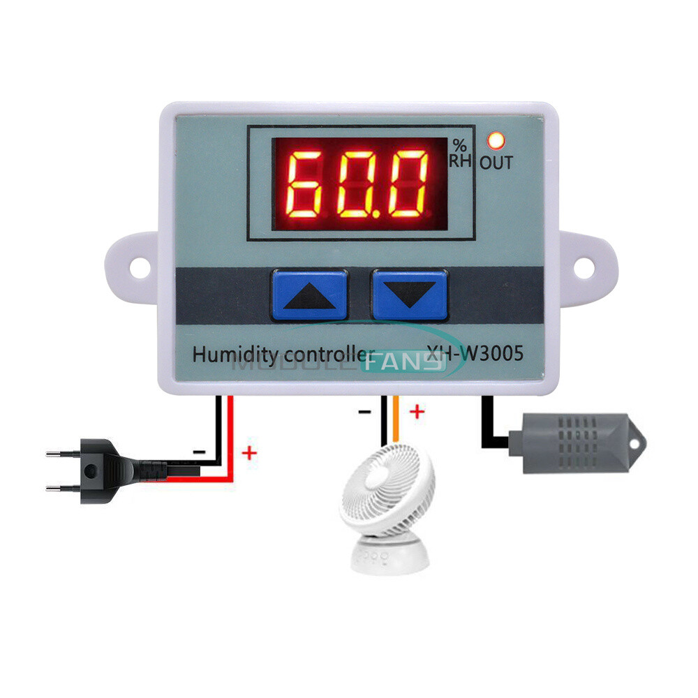 Digital LED Humidity Controller W3005 Hygrometer Switch Sensor 12V 24V 110-220V