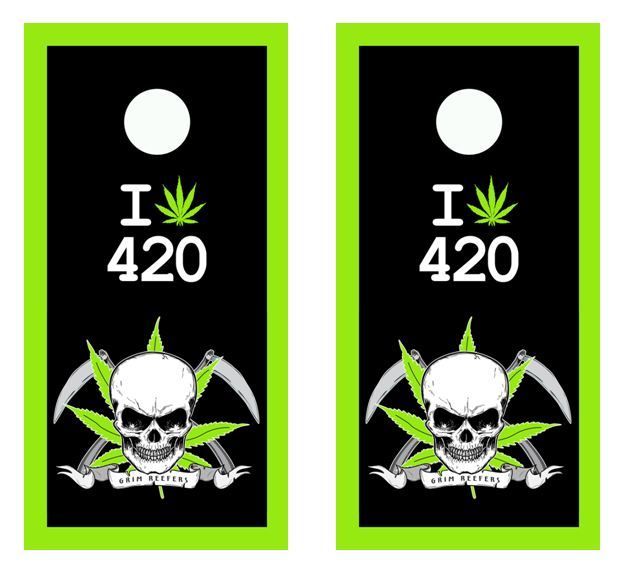 Grim Reefers - 420 Cornhole Board Wraps FREE LAMINATION #2415