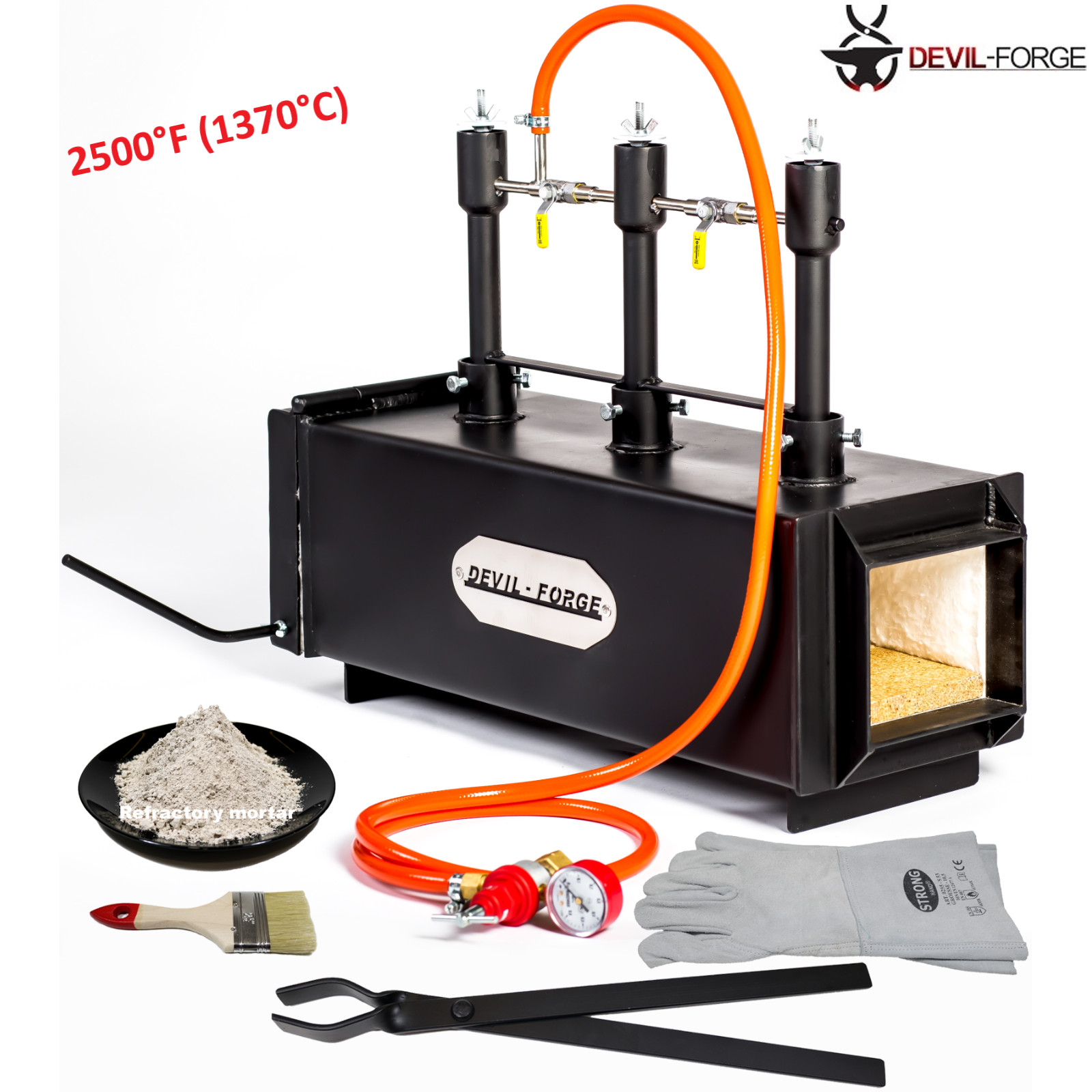 DEVIL-FORGE DFPROF3+1D/2" Gas Propane Forge Farrier Burner +Tongs USA (NEW)