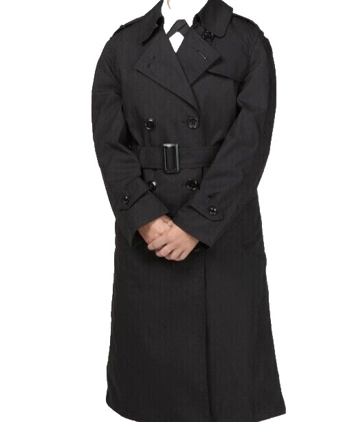US ARMY MILITARY ISSUE COAT ALL WEATHER BLACK TRENCH WOMENS JACKET SIZE 14L