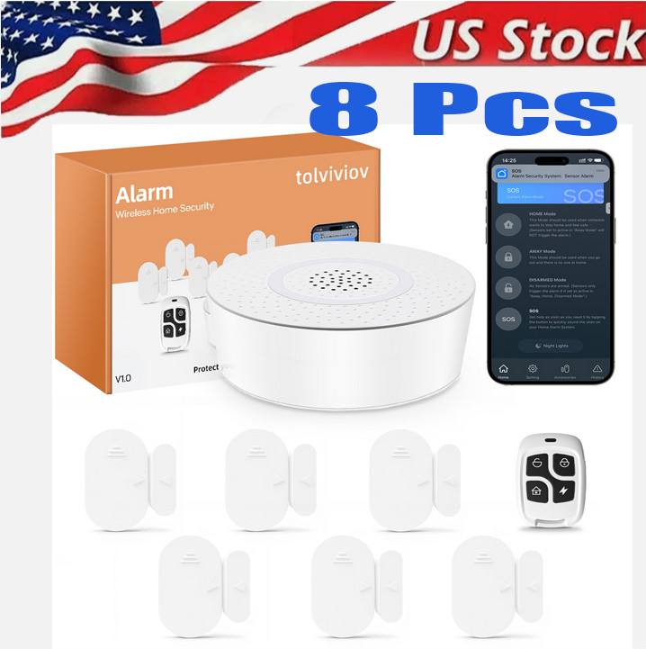 8pcs Smart WiFi Door Alarm– Wireless DIY Home Security System & APP Alerts