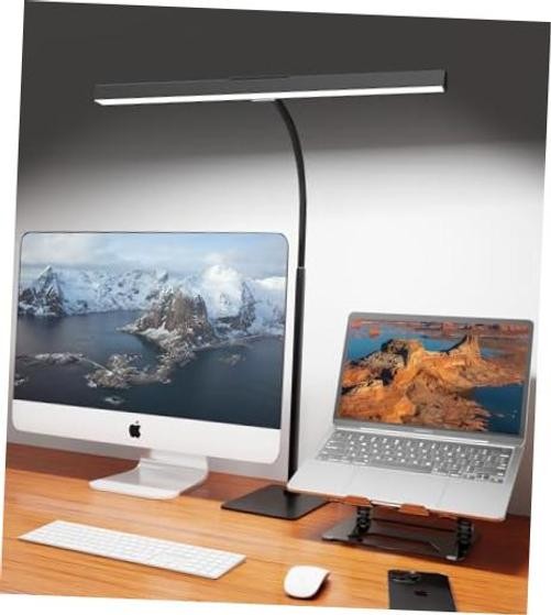 Desk Lamp for Home Office with Base, Eye-Caring Desk Light with Black