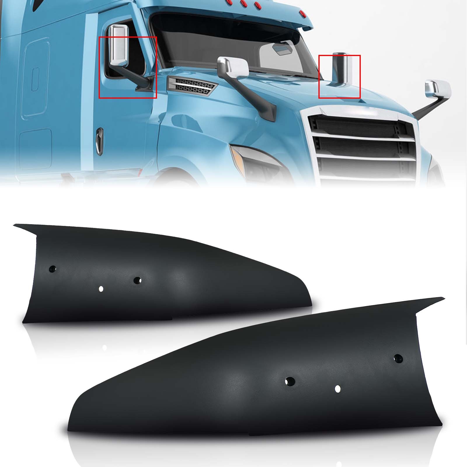 Fit 2018-2023 Freightliner Cascadia Pair Door Mirror Arm Cover LH&RH Side Black