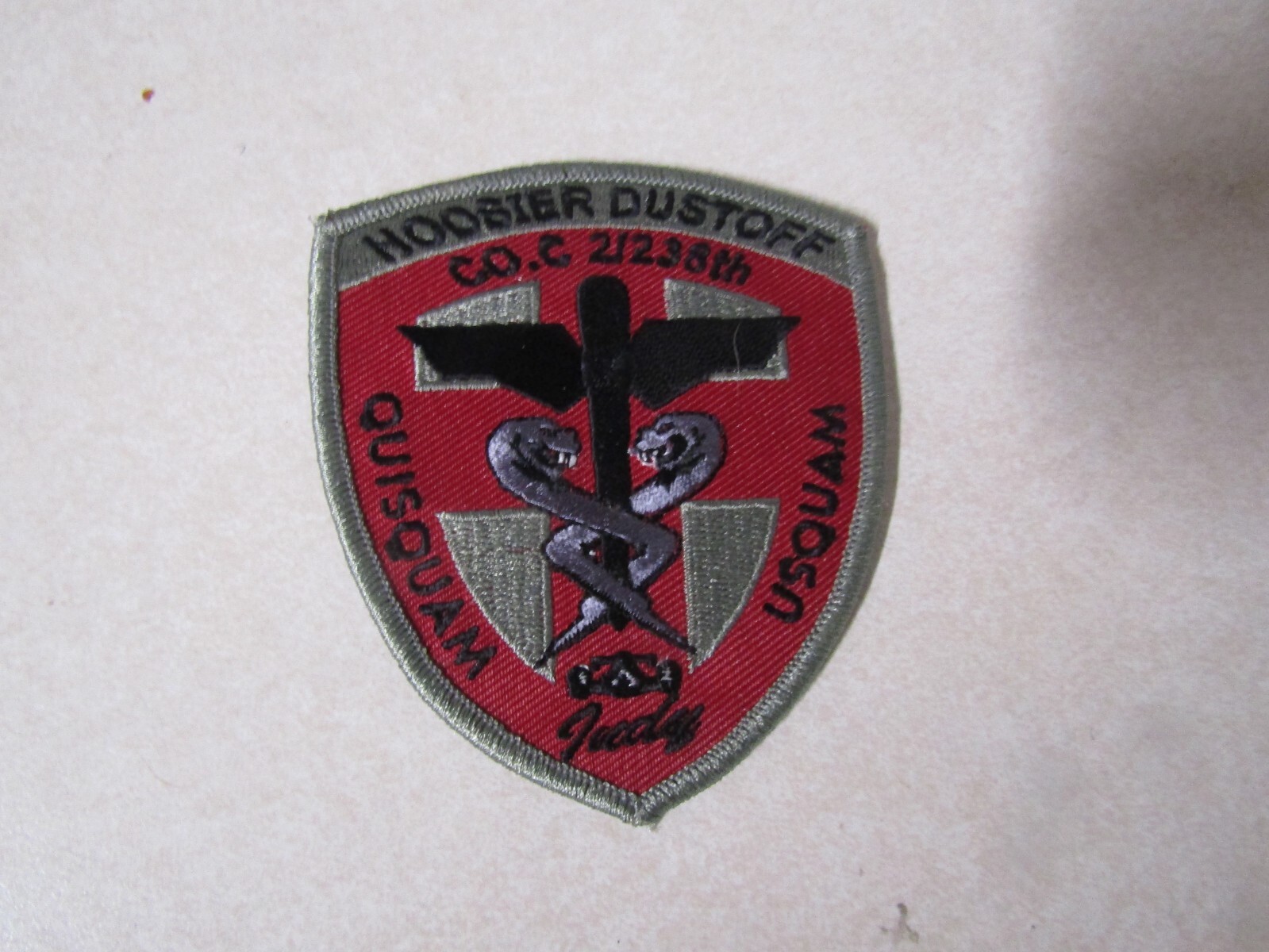 MILITARY PATCH SEW ON C CO 2/238TH HOOSIER MEDICAL DUSTOFF QUISQUAM USQUAM