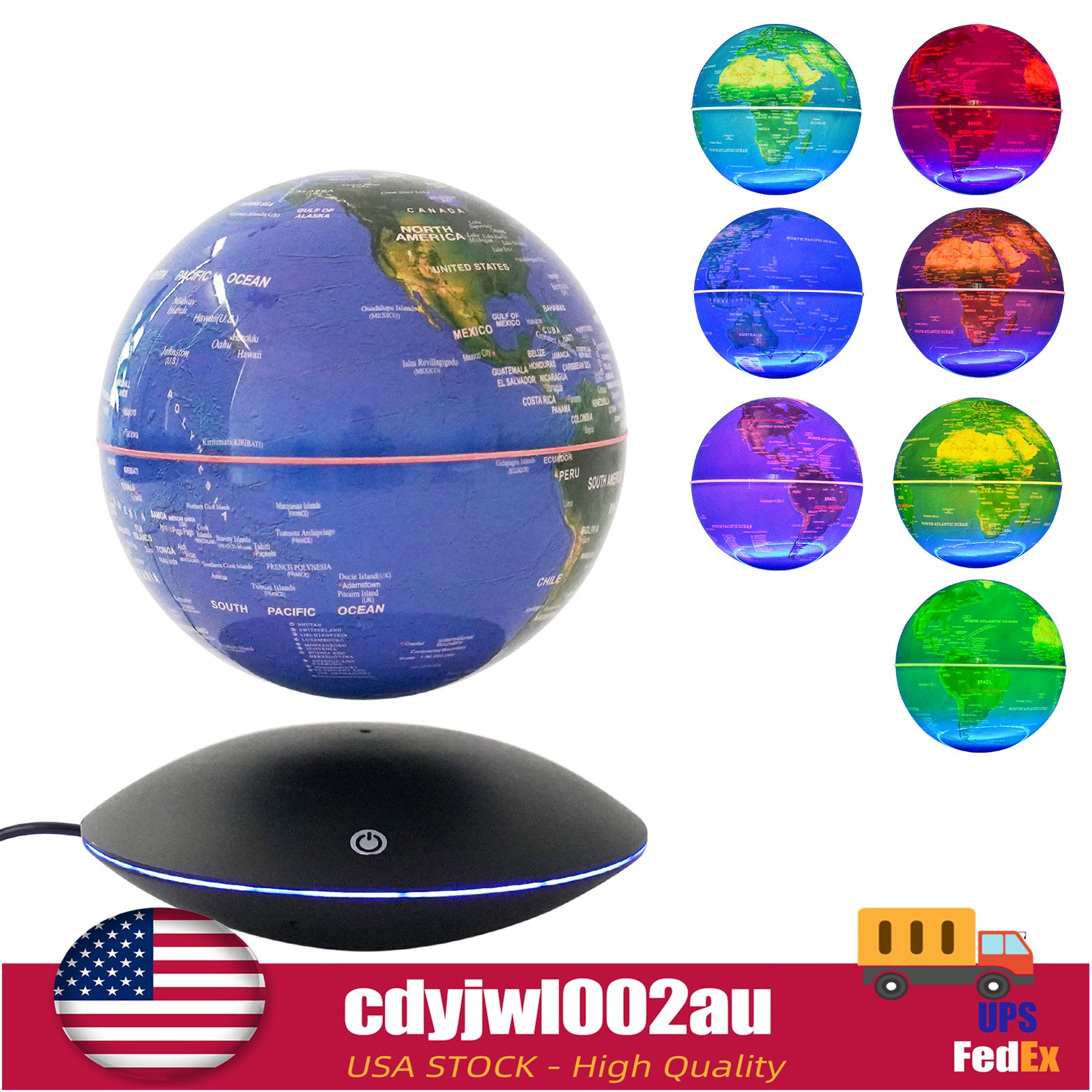 Magnetic Levitation Floating Globe Light LED World Map Rotating Night Lamp NEW