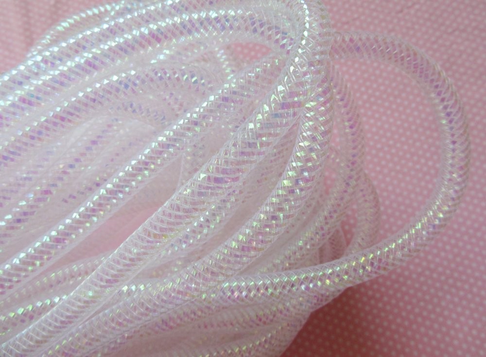 15 Yards 8mm Shinny White Solid Mesh Tube Deco Flex Wreaths Crafts
