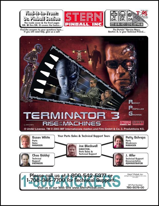 Terminator 3 T3 T-3 Pinball Game *FULL COLOR* Service/Repair Manual STERN pA