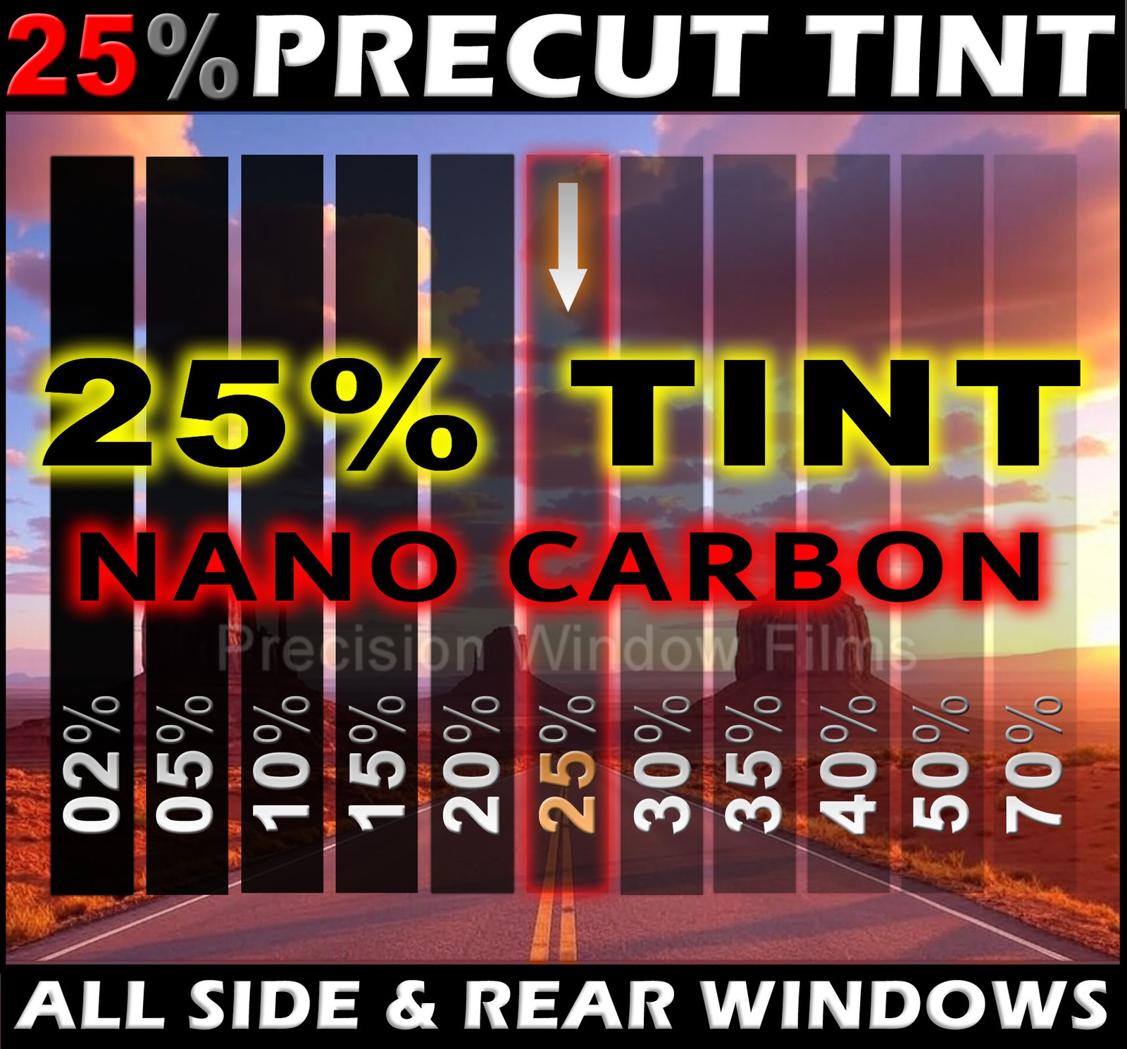 Pontiac G5 2 Dr Coupe 07-2010 PreCut Window Tint - Medium 25% VLT Film