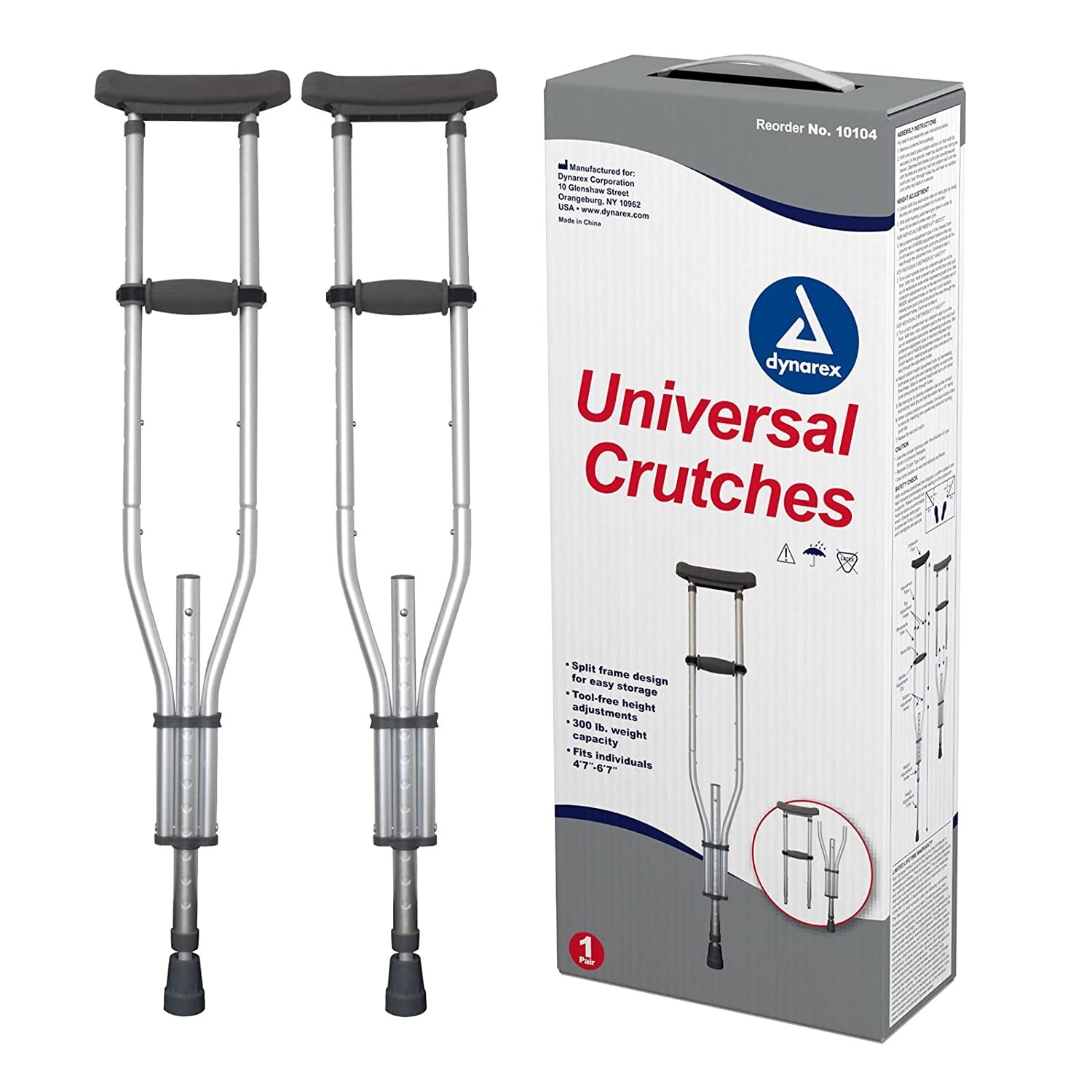 Universal Crutches, (4'7" - 6'7"), 1pair/cs SKU: 10104
