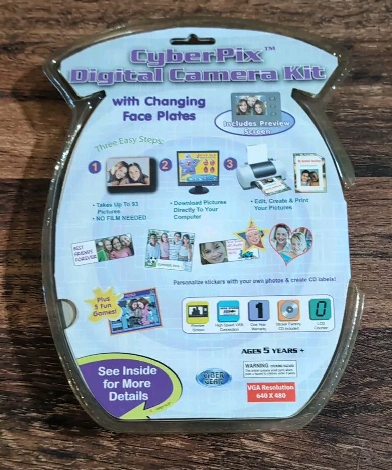 CyberPix Digital Camera Kit w/Software Preview Screen 3 Face Plates NIB