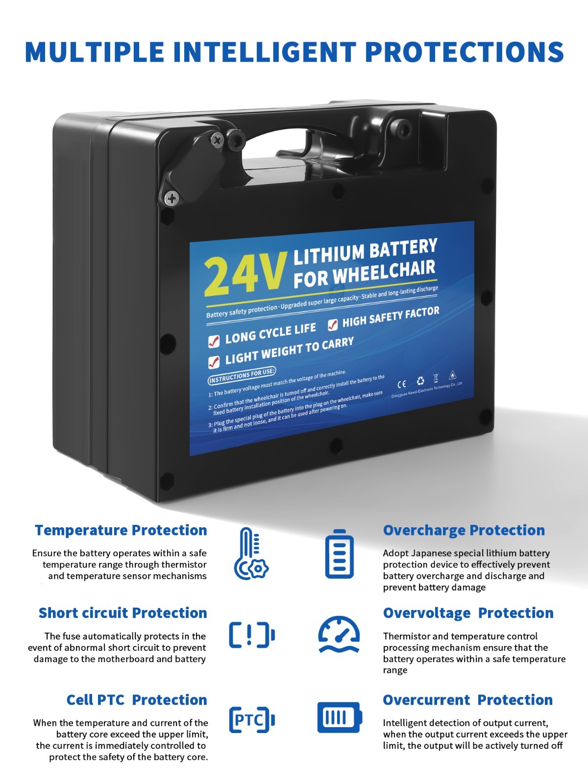 24V12Ah Electric Wheelchiar Li-ion Battery With 29.4V3A Fast Charger 25Ah BMS