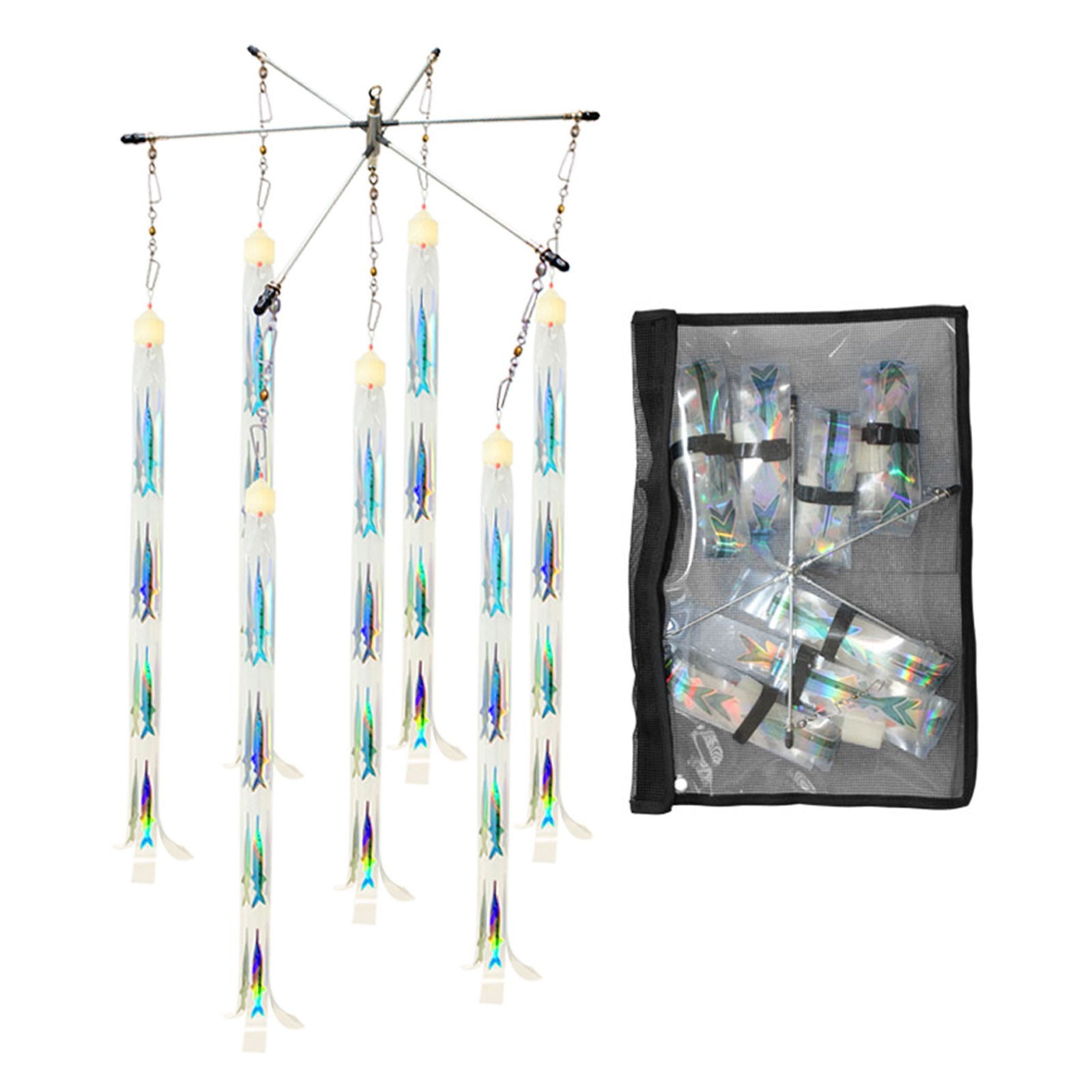 VIKETECH Fishing Dredge Teaser Stainless Spreader Bar Holographic Fish Strips
