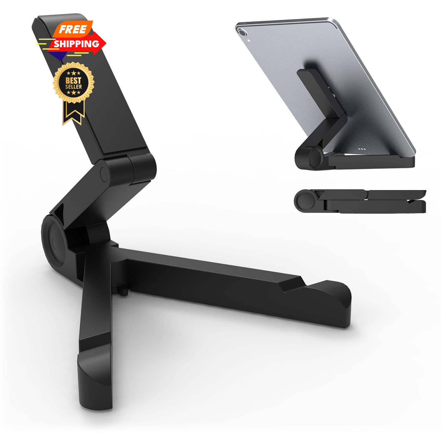 Kado Tablet Stand for Portable Monitor, Adjustable Plastic, Black