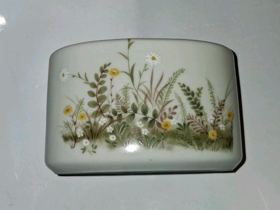 Vintage Japanese Otagiri Ferns and Daisies Bathroom Toothbrush Holder  Japan