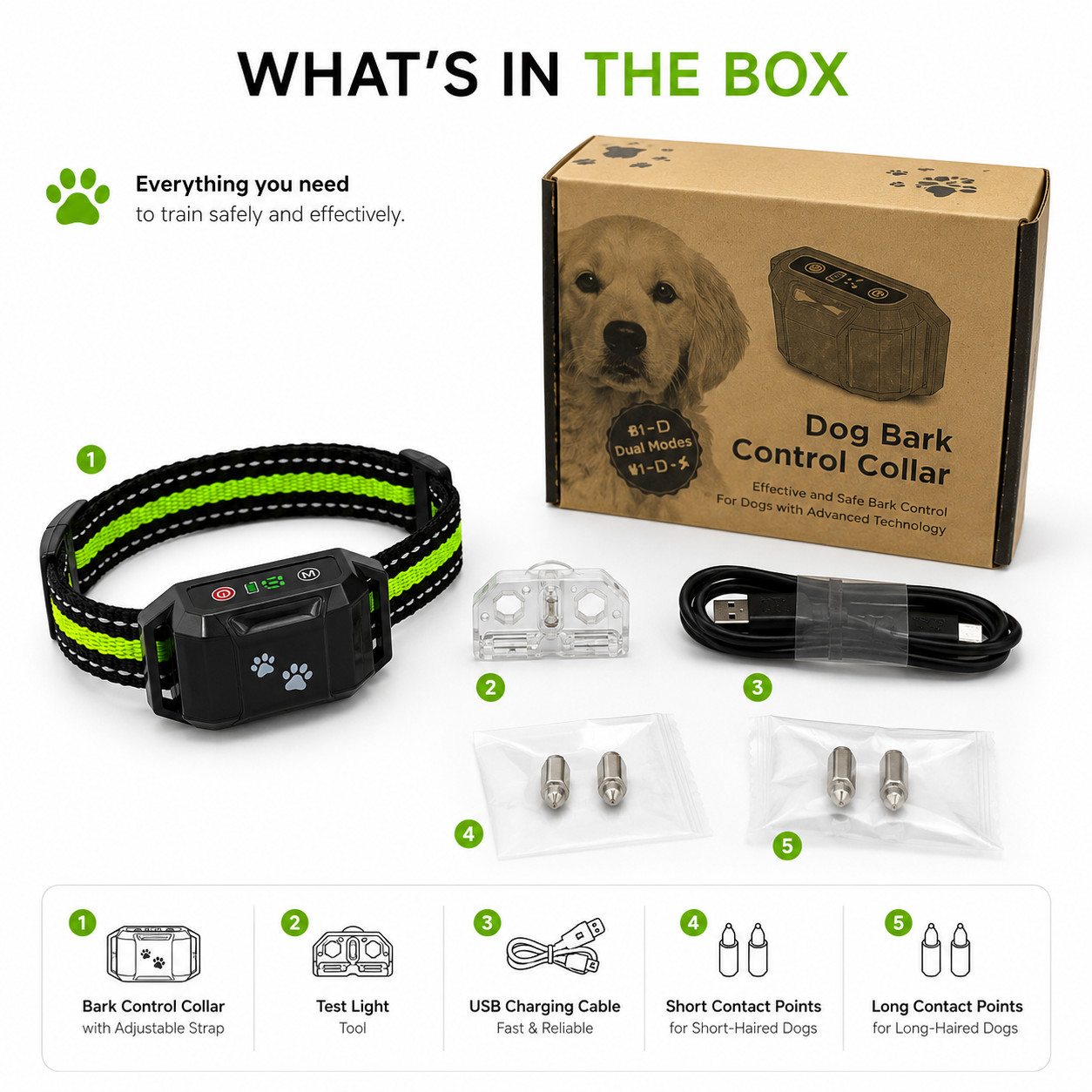 Rechargeable Anti Bark Dog Collar Waterproof Automatic Training Collar