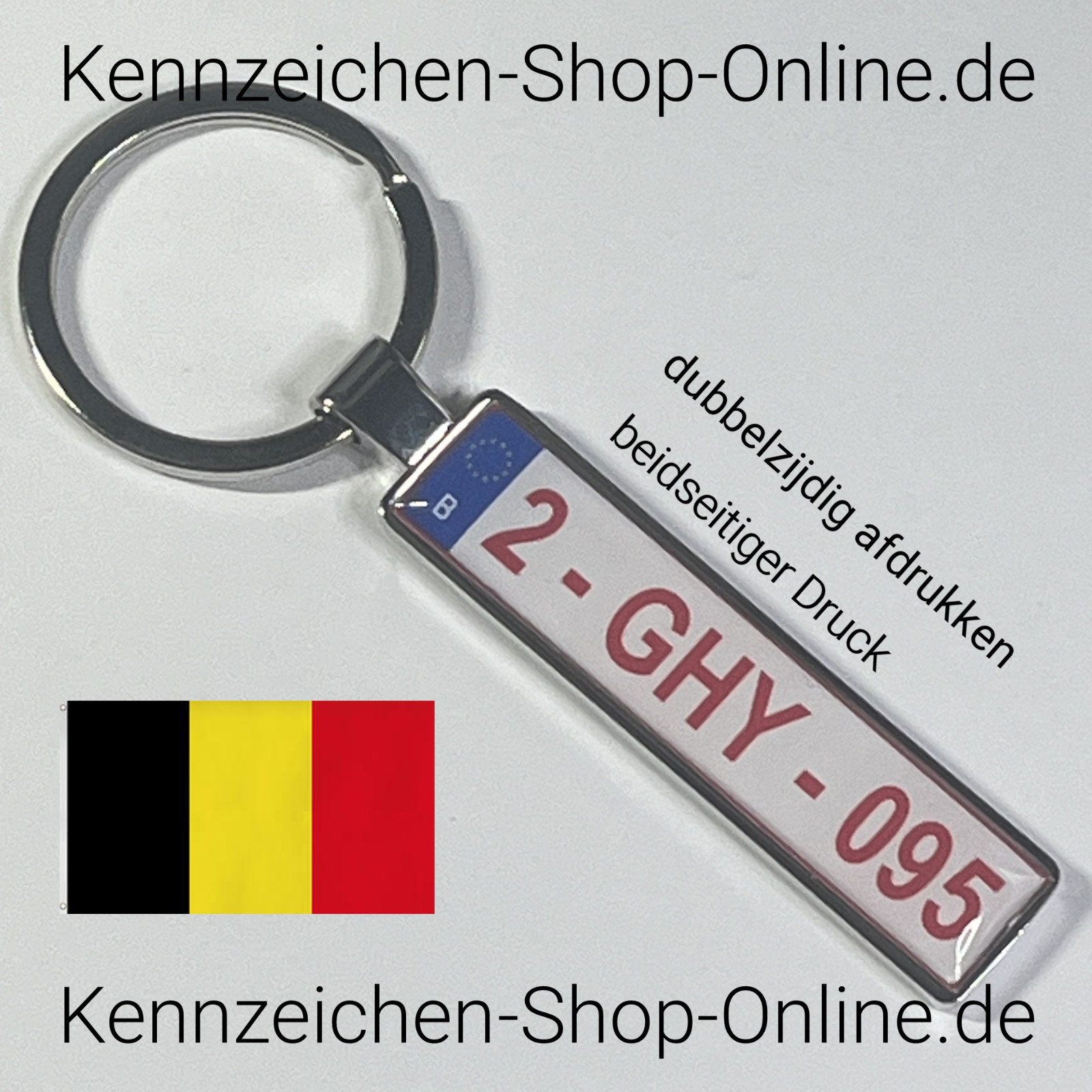 Silver License Plate Keyring Belgium License Plate