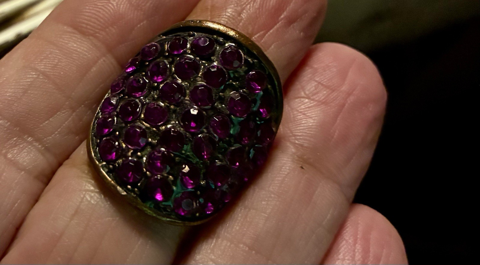Artisan Made Copper Ring With Rhinestones