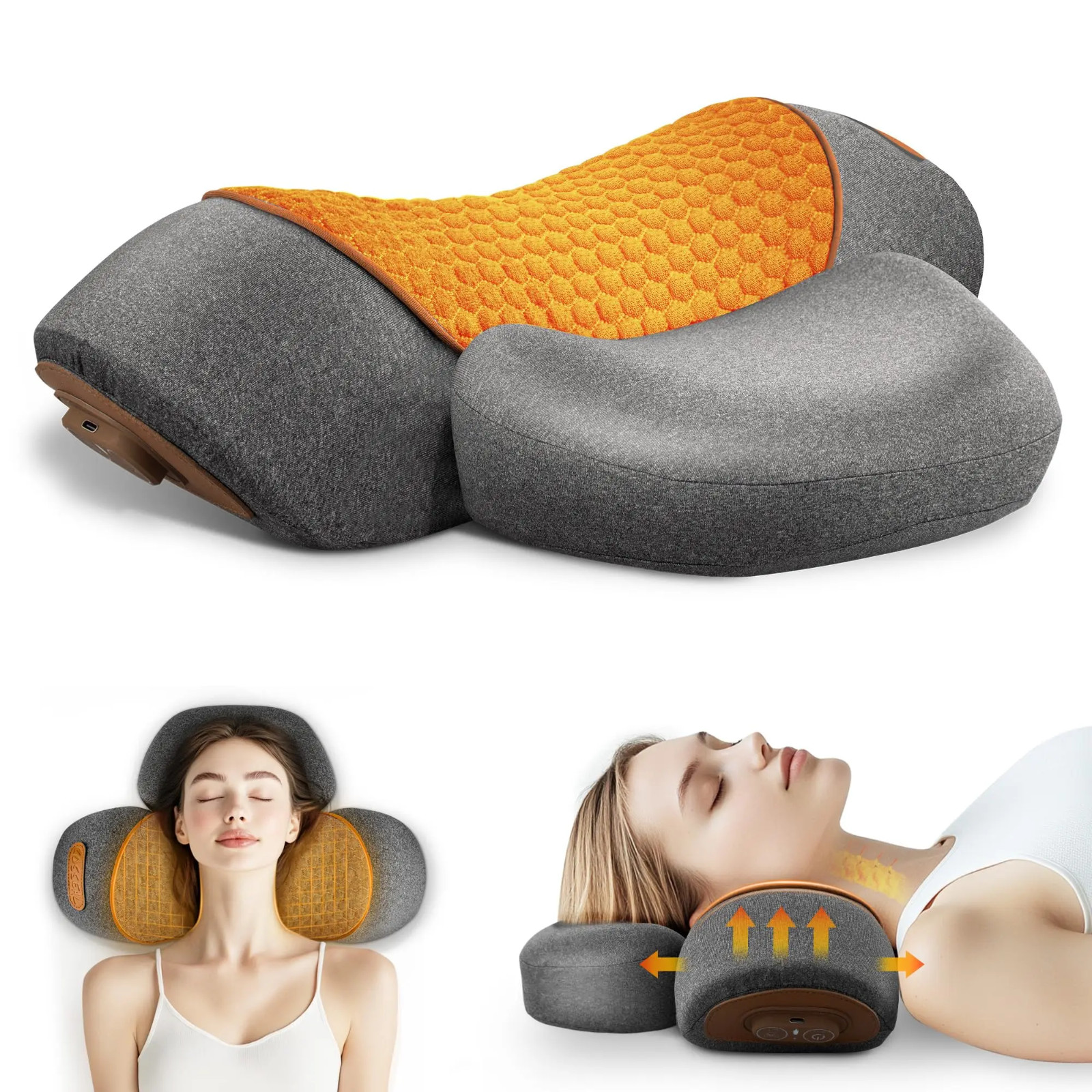 3-In-1 Neck Massager Pillow With Vibration Heating Traction Therapy Pain Relief