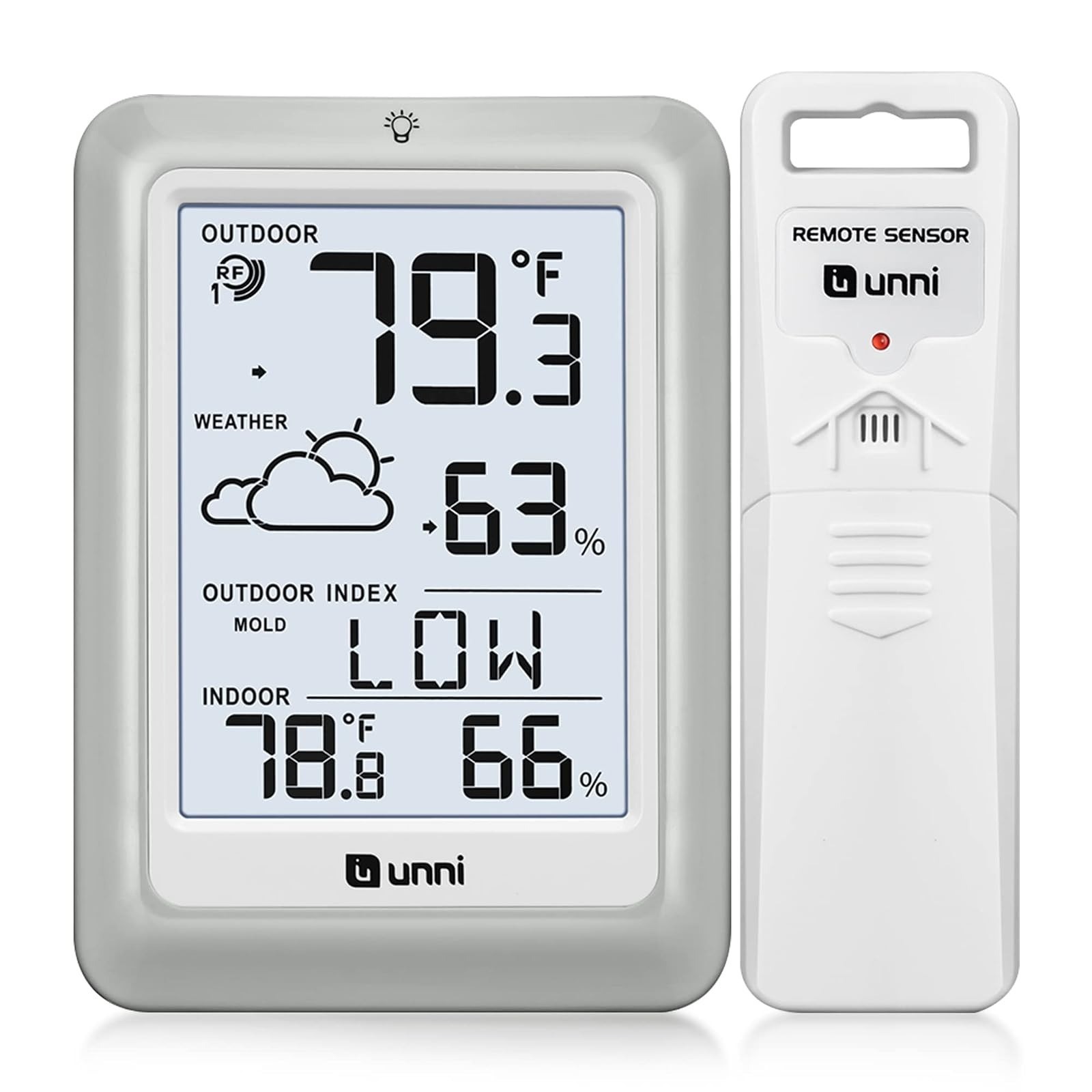 Indoor Outdoor Wireless Thermometer with Remote Sensor - Battery Powered