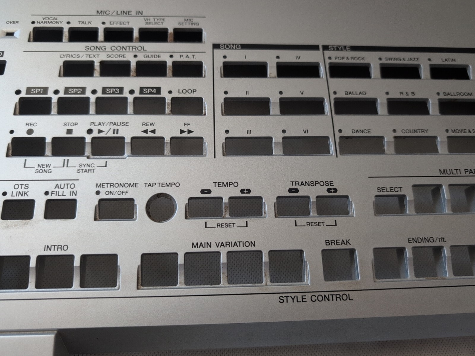 Yamaha Tyros 2 Arranger Keyboard Part - Front & Bottom Housing Covers