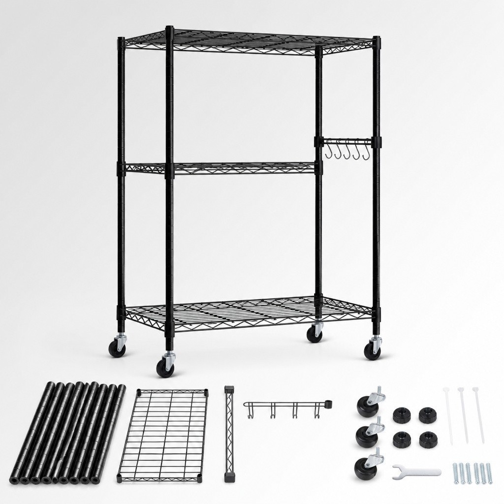 Mini Fridge Stand with Storage Adjustable Steel Black New