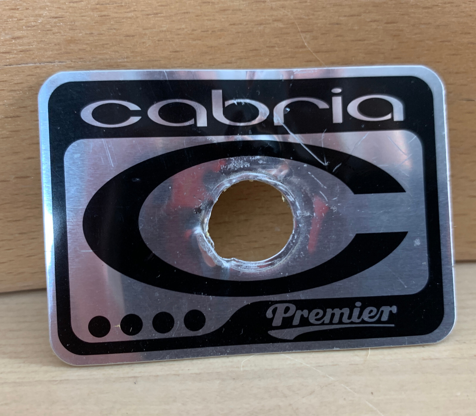 PREMIER Cabria BADGE Drum Part Logo Plate Emblem Black Silver Escucheon 90s 00s