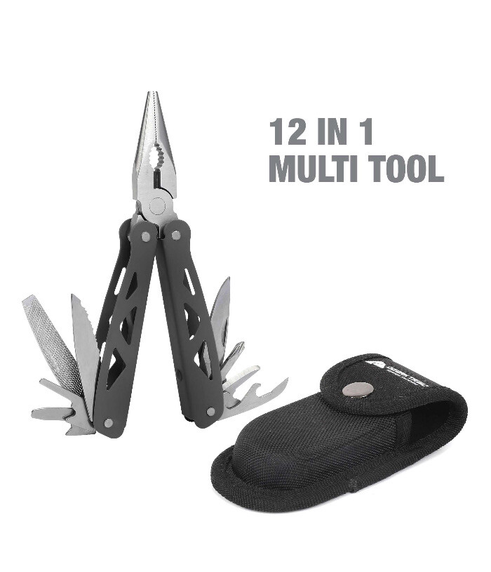New Ozark Trail 12-in-1 Multi-Tool with Carrying Sheath, Black, Model 8702