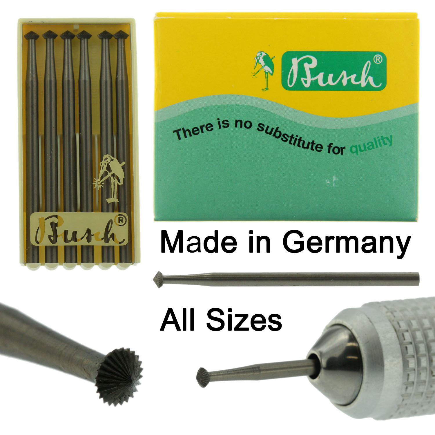 Busch Jewelry Bur Figure 156C Jewelers Bearing Cutter 90° Pack of 6 Burs 007-050