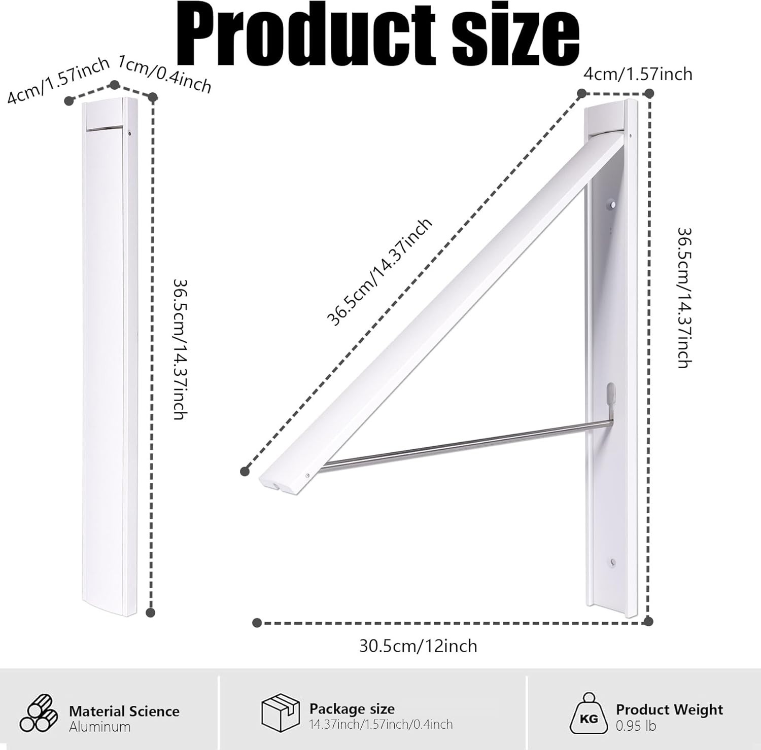 Retractable Clothes Drying Rack，Space Saver Wall Mounted Folding Hanger for La
