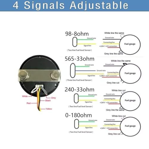 52mm Fuel Level Gauge, Universal 12V/24V 2" LED Display for Boat RV 240-33ohm
