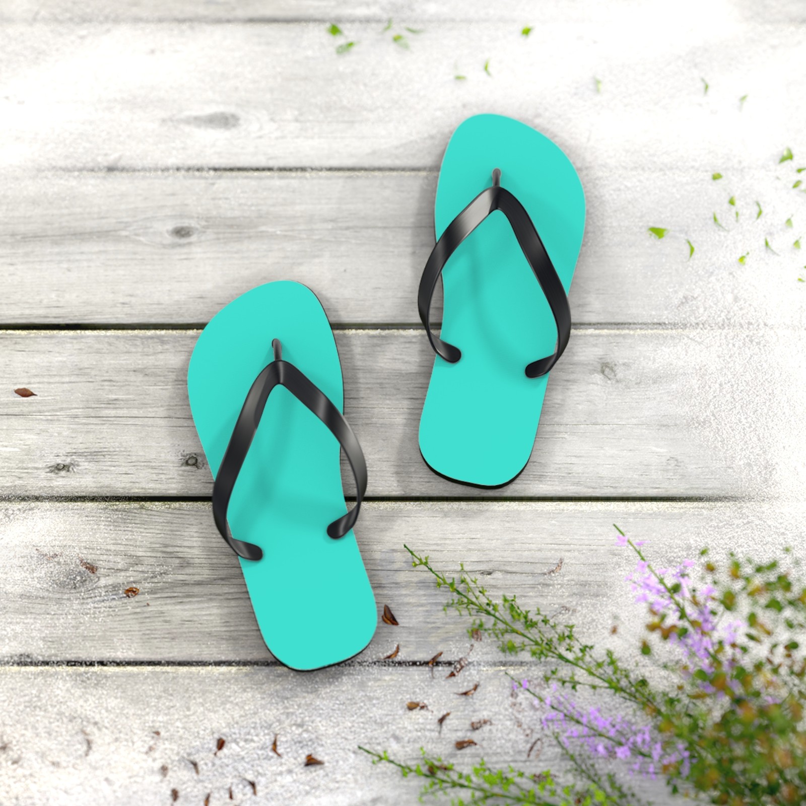 Neon Turquoise Flip Flops, Sandals Slides, Summer Footwear, Brand New