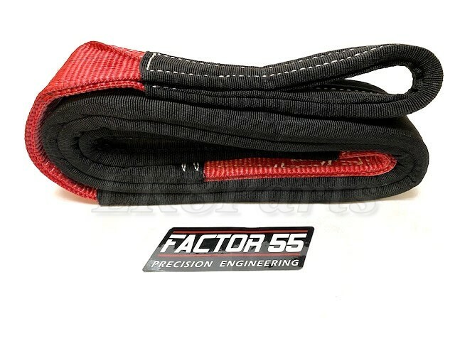 Factor 55 Tree Saver Strap 8' x 3" Black/Red USA Made Low Stretch Winch Recovery