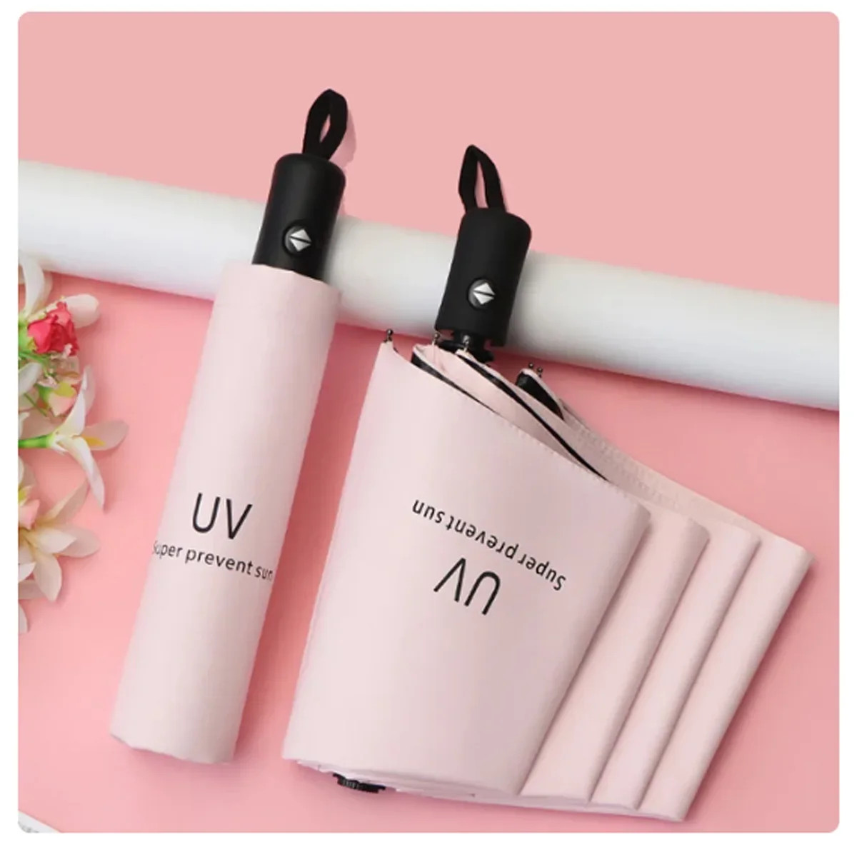 Folding Mini Umbrella Automatic Windproof UV Protection Travel Rain Sun